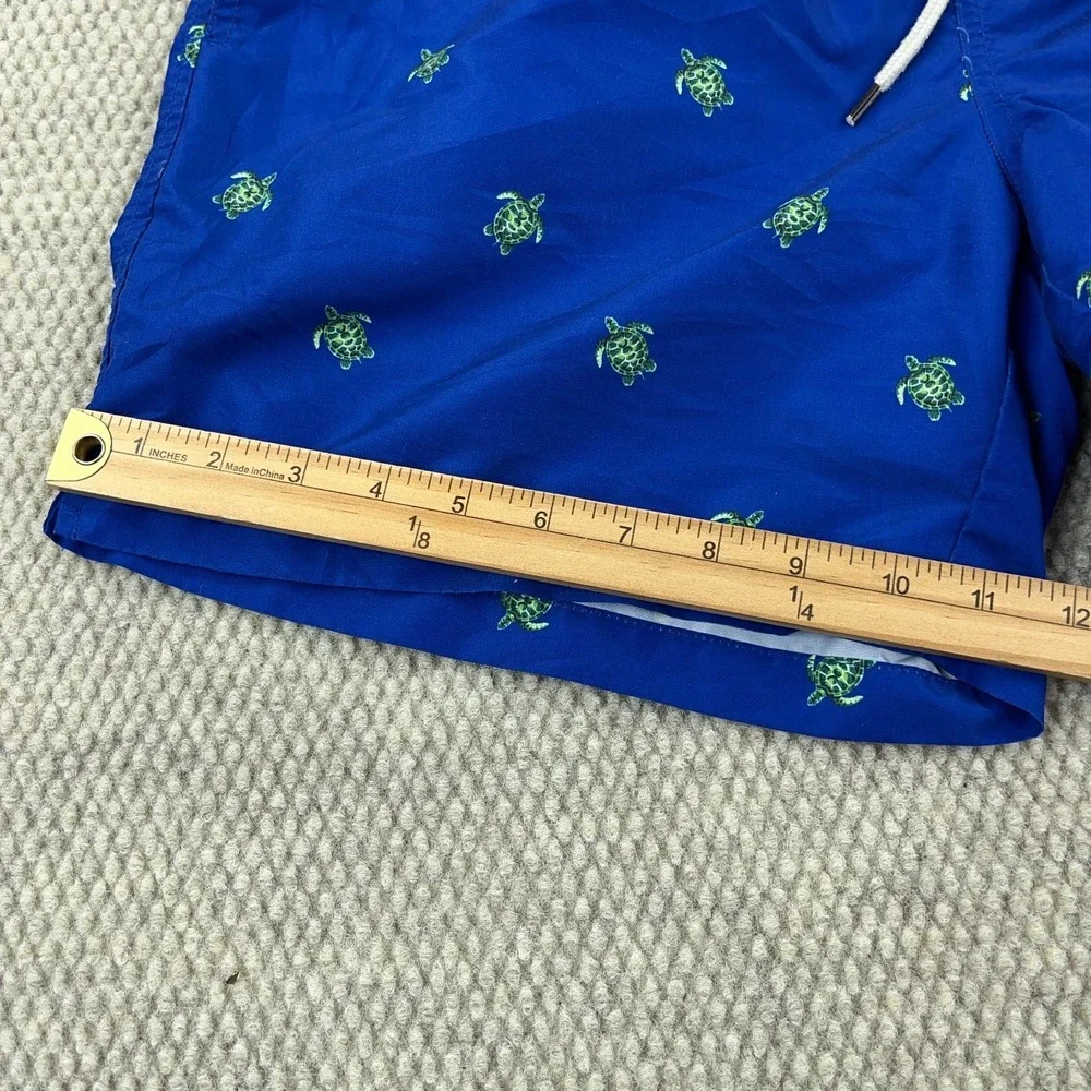 Polo Ralph Lauren Swim Trunks Men Medium Blue Turtle Print Board Shorts‎ 33